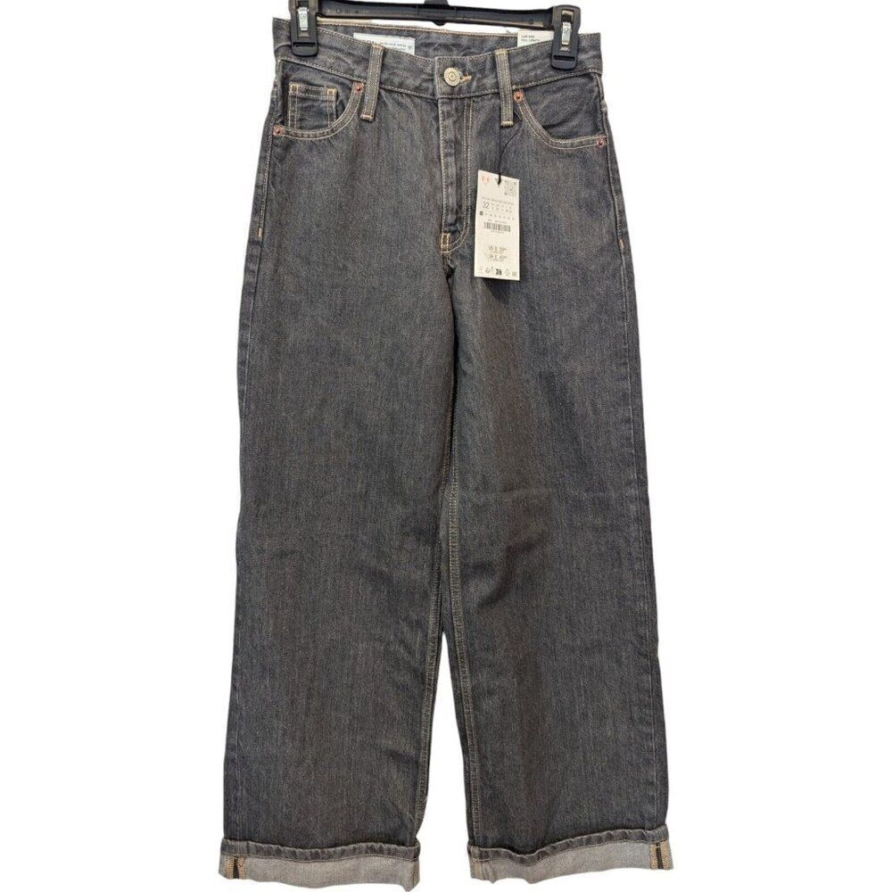 Zara Womens Jeans EU 32 US 0 Blue Mini Fold Up Straight Leg Relaxed 3607/802 NWT
